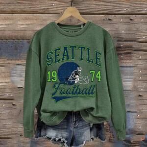 Retro Seattle Seahawks Sweatshirt 1974 Crewneck Football Team Pullover